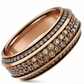 Jorrio Handmade 18K Rose Gold Plated Full Pave Chocolate CZ Classic Men's Ring