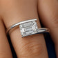 Jorrio Handmade Emerald Cut Moissanite Modern Bypass Ring