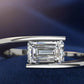 Jorrio Handmade Emerald Cut Moissanite Modern Bypass Ring