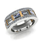 Jorrio Handmade Luxury Two Tone Emerald Cut Pavé Cubic Zirconia Men's Ring