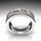 Jorrio Handmade Luxury Two Tone Emerald Cut Pavé Cubic Zirconia Men's Ring