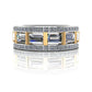 Jorrio Handmade Luxury Two Tone Emerald Cut Pavé Cubic Zirconia Men's Ring