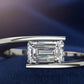 Jorrio Handmade Emerald Cut Moissanite Modern Bypass Ring