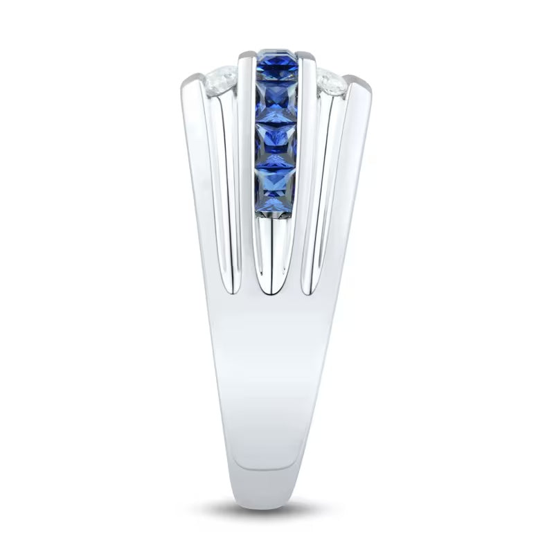 Jorrio Handmade Sapphire Princess Cut Premium Modern Design Men's Ring