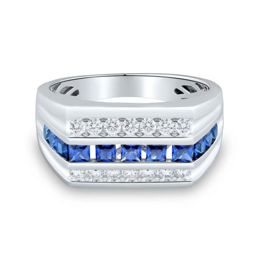 Jorrio Handmade Sapphire Princess Cut Premium Modern Design Men's Ring