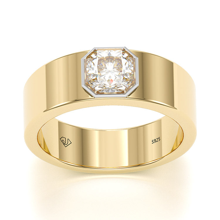 Jorrio handmade asscher cut 1.75 ct classic sterling silver men's band