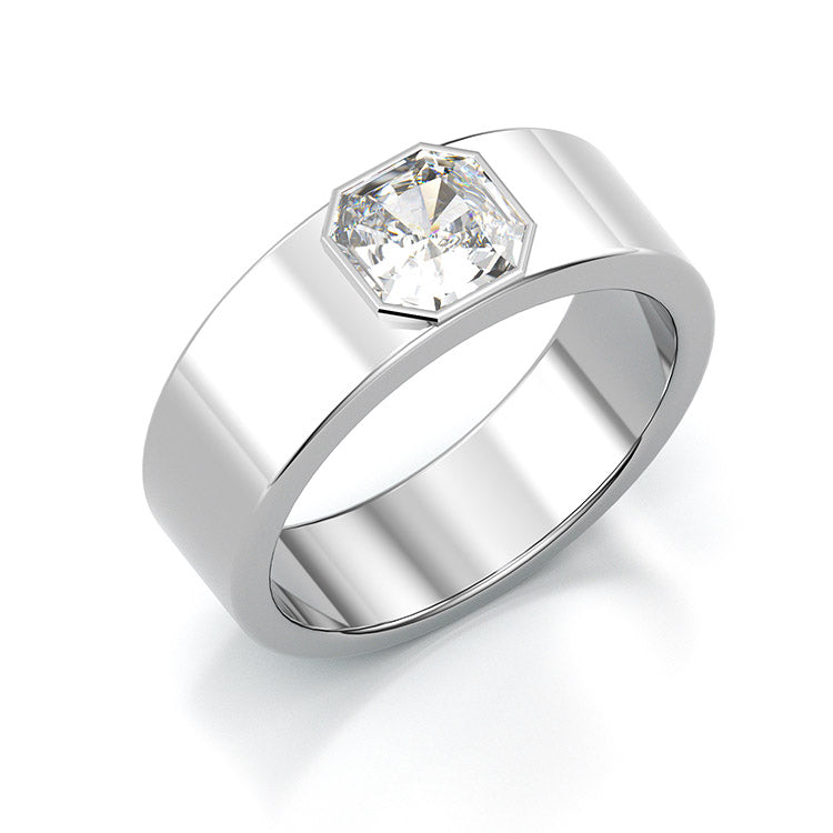 Jorrio handmade asscher cut 1.75 ct classic sterling silver men's band