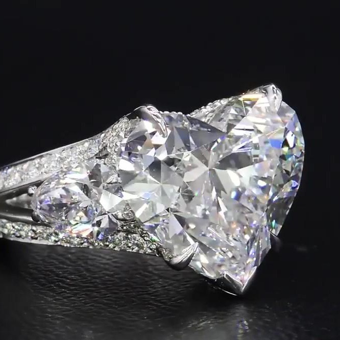 Jorrio heart cut vintage created diamond sterling silver wedding ring engagement ring