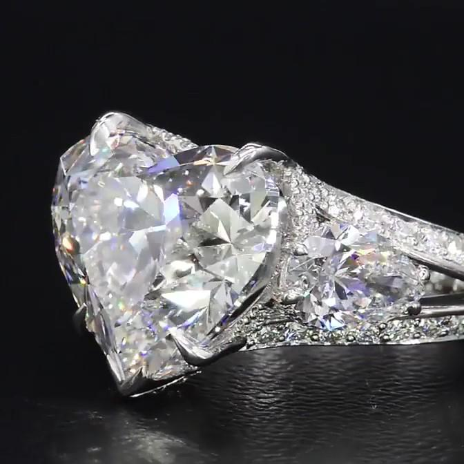 Jorrio heart cut vintage created diamond sterling silver wedding ring engagement ring