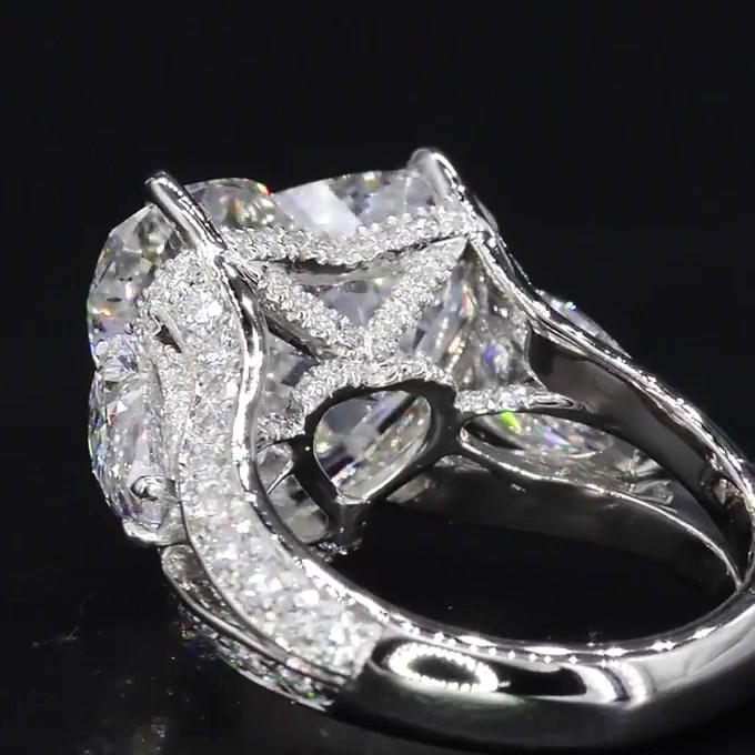 Jorrio heart cut vintage created diamond sterling silver wedding ring engagement ring