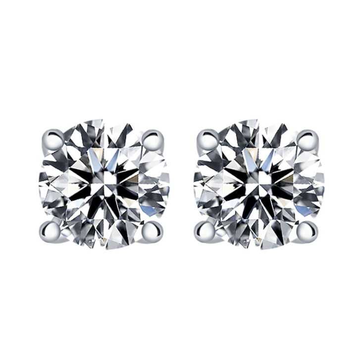 Jorrio Classic Four Paw Sterling Silver Diamond Stud Earrings