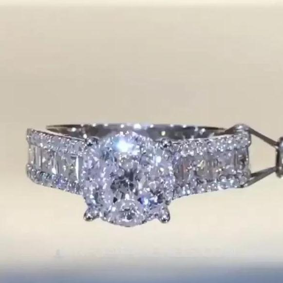 Jorrio handmade created 3ct round diamond sterling silver wedding set