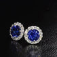 Jorrio Vintage Sapphire Diamond Halo Sterling Silver Earrings