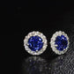 Jorrio Vintage Sapphire Diamond Halo Sterling Silver Earrings