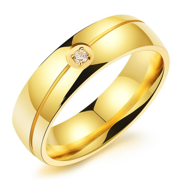 Jorrio Round Diamond Titanium Steel Gold Wedding Men's Band