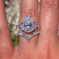 Jorrio handmade created diamond pear cut 2 pcs sterling silver wedding ring bridal set