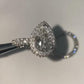 Jorrio handmade pear cut created diamond wedding ring sterling silver bridal set