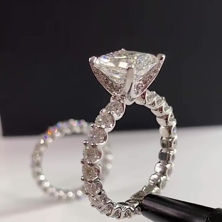 Jarrio Rings Jorrio handmade radiant cut diamond wedding ring sterling silver brida ...