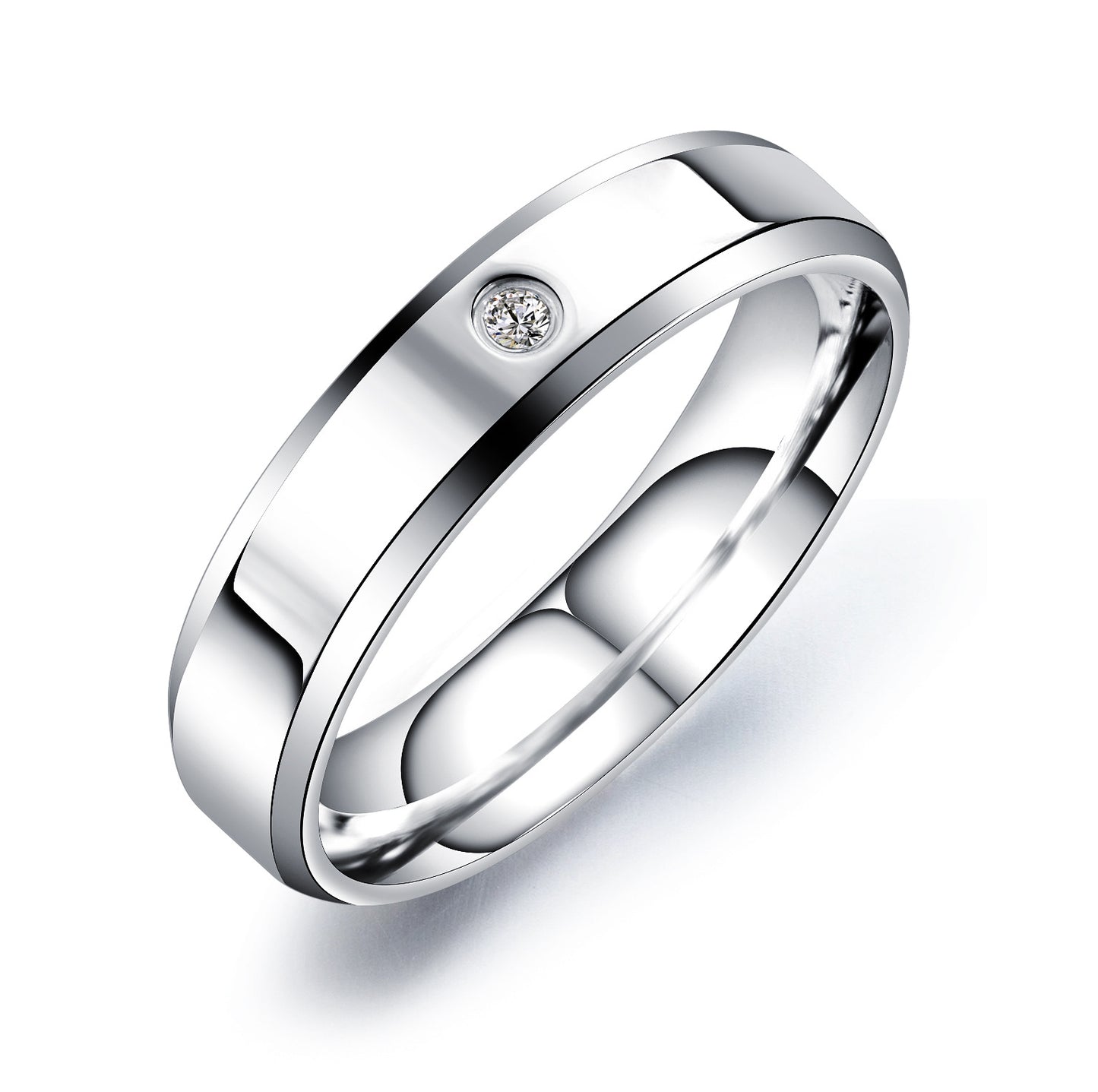 Jorrio Handmade Round Cut Titanium Simple Band Set Couple Rings