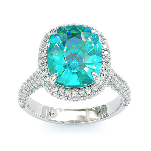 Jorrio cushion cut Paraiba gemstone handmade vintage engagement ring