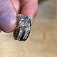 Jorrio handmade princess cut channel paved cianond engagement ring set