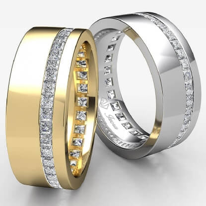 Jorrio sterling silver princess cut gold wedding men‘s bands