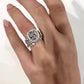 Jorrio handmade cushion cut halo 4 pcs sterling silver wedding ring bridal set