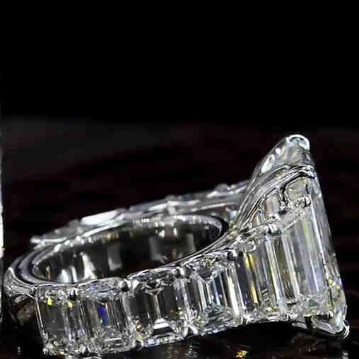 Jorrio handmade created diamond radiant cut anniversary ring wedding ring bridal set