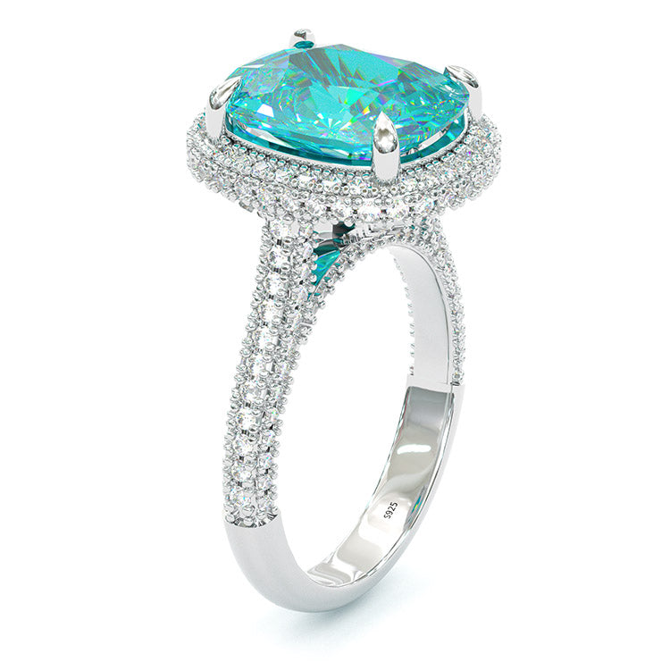 Jorrio cushion cut Paraiba gemstone handmade vintage engagement ring