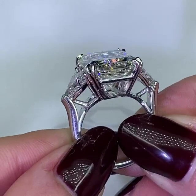 Jarrio Rings Jorrio handmade radiant cut sterling silver three stone engagement rin ...