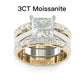 Jorrio handmade princess cut Moissanite two tone anniversary ring wedding ring bridal set