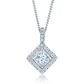 Jorrio Vintage Radiant Halo Diamond Sterling Silver Necklace