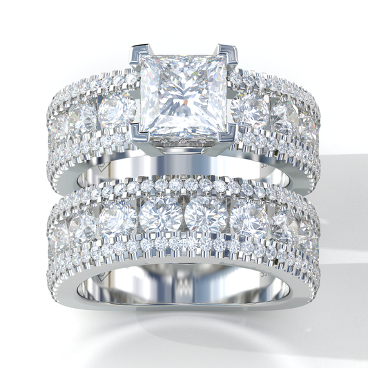 Jorrio princess cut created diamond sterling silver vintage bridal set