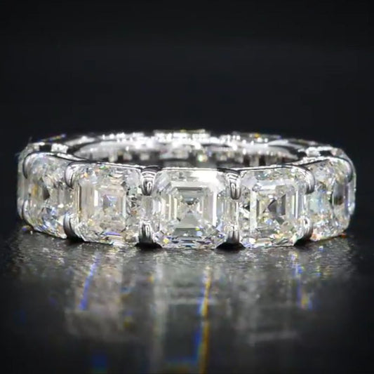 Jorrio Cushion Cut Classic Diamond Sterling Silver Women's Band Wedding Ring