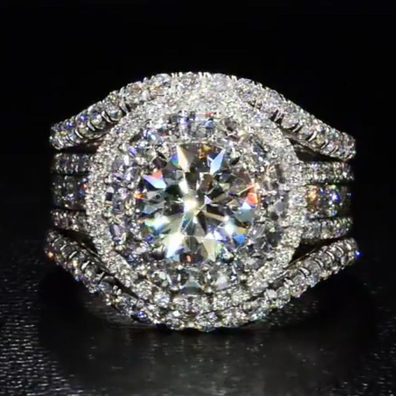 Jarrio Rings Jorrio handmade 3.5ct round brilliant created diamond with sterling si ...