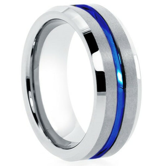 Jorrio classic handmade  vintage style blue wedding ring men's band