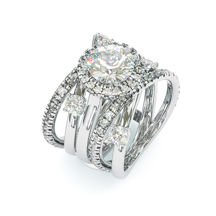 Jarrio Rings Jorrio handmade created diamond round cut 2 pcs sterling silver weddin ...