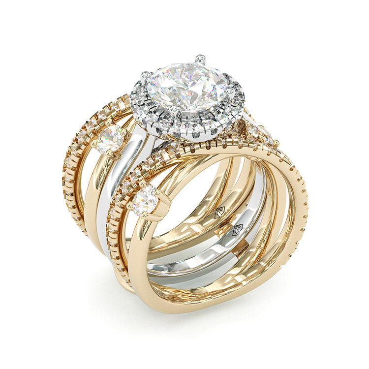 Jarrio Rings Jorrio handmade round cut two tone diamond sterling silver bridal set ...