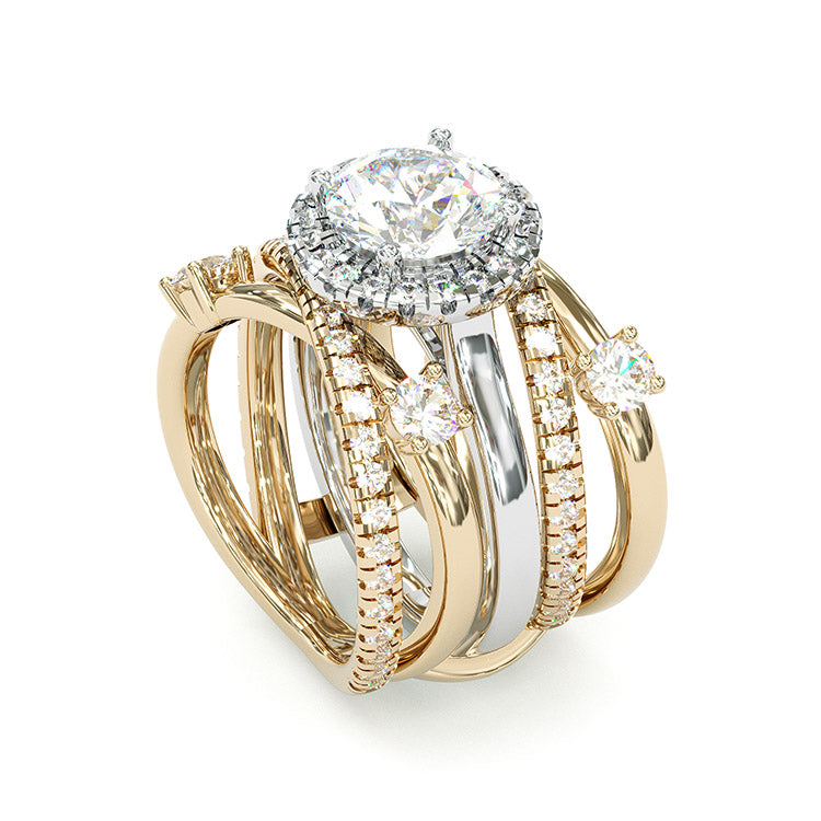 Jarrio Rings Jorrio handmade round cut two tone diamond sterling silver bridal set ...