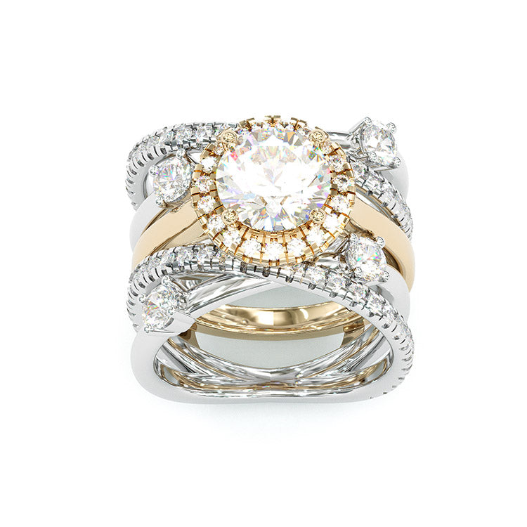 Jarrio Rings Jorrio handmade round cut two tone diamond sterling silver bridal set ...