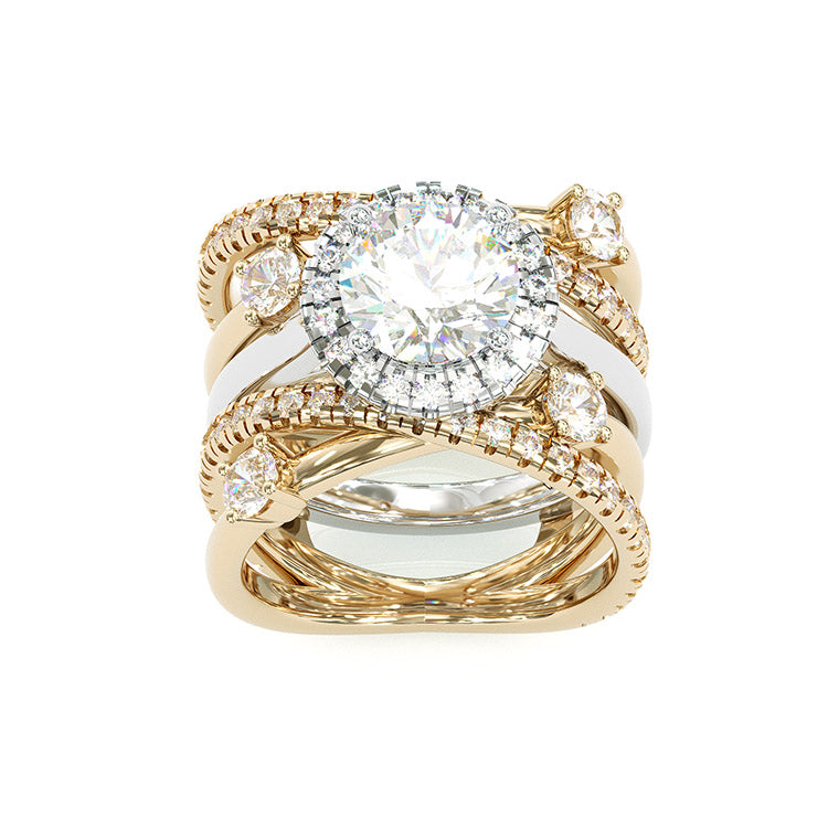 Jarrio Rings Jorrio handmade round cut two tone diamond sterling silver bridal set ...