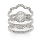 Jorrio handmade round cut halo vintage sterling silver bridal set