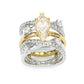 Jorrio 3ct marquise cut two tone wedding ring anniversary ring bridal set