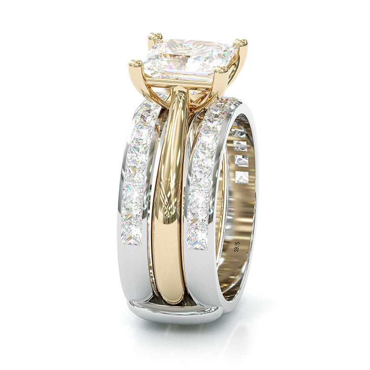 Jarrio Rings Jorrio handmade princess cut two tone anniversary ring wedding ring si ...