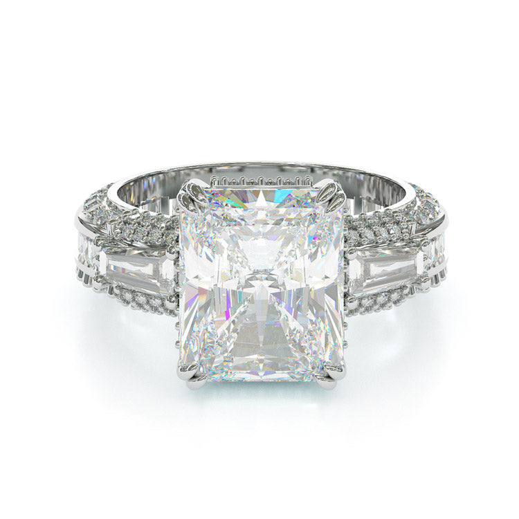 Jorrio handmade radiant cut  three stone diamond sterling silver engagement ring