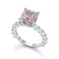 Jorrio handmade created diamond cushion cut sterling silver engagement ring