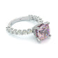 Jorrio handmade created diamond cushion cut sterling silver engagement ring