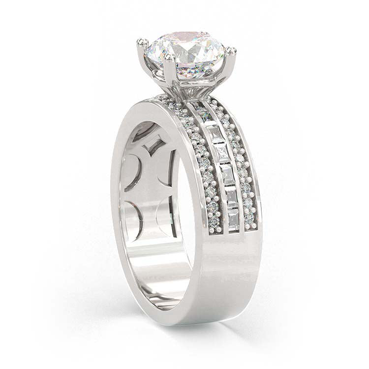 Jorrio Round cut Wide Band Diamond wedding Sterling Silver wedding ring