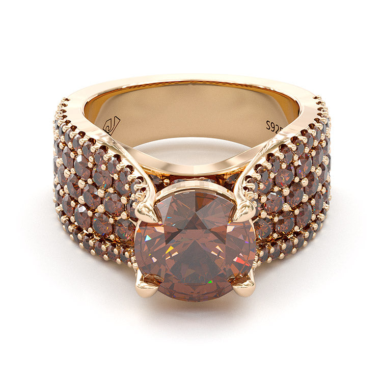 Jarrio Rings Jorrio Round Cut D Coffee Diamond Sterling Silver Engagement Ring ...