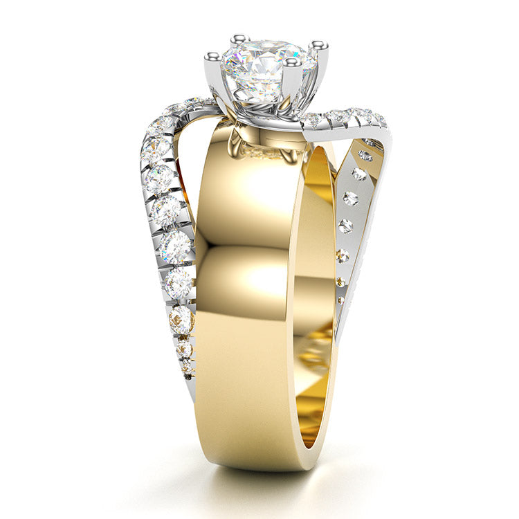 Jorrio handmade round cut Moissanite handmade classic anniversary ring wedding ring